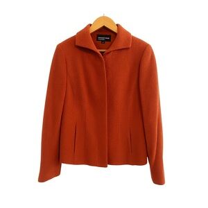 Jones New York Signature Red Orange Wool Blend Bouclé Jacket Size 8
